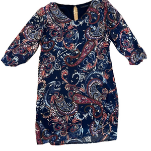 LolaLiza Navy Paisley Chiffon Shift Dress with Full Lining Size 42 / US 12